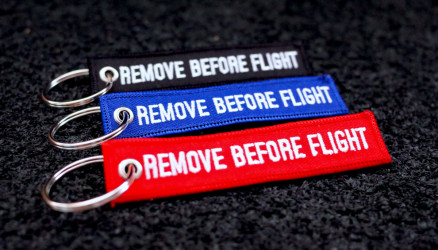 Embroidered Remove Before Flight Keyrings 3-Pack 3.94x0.79