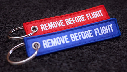 Woven Remove Before Flight Keyrings 2-Pack BLUE/RED 3.94x0.79