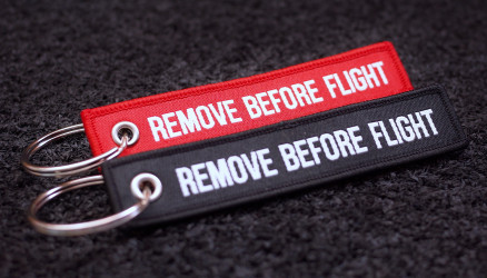 Woven Remove Before Flight Keyrings 2-Pack RED/BLACK 3.94x0.79