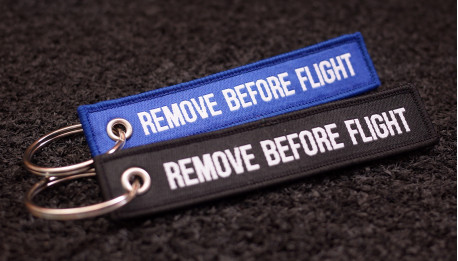 Woven Remove Before Flight Keyrings 2-Pack BLUE/BLACK 3.94x0.79
