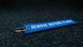 embroidered blue 140x30 keychain