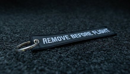 embroidered black 140x30 keychain