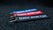 embroidered redblueblack keychain 5.5x1.8
