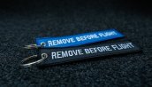 embroidered blueblack keychain 5.5x1.8