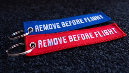 Remove Before Flight Keyrings 2-Pack BLUE/RED
