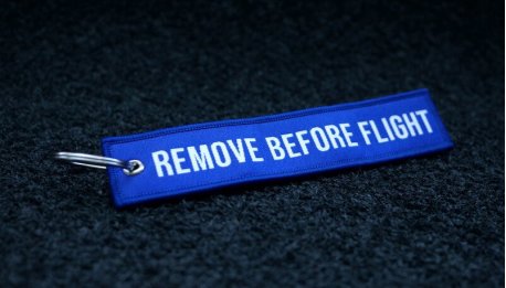 Blue Woven Remove Before Flight Keyring 5.5x1.8