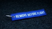 Blue Woven Remove Before Flight Keyring 5.5x1.8
