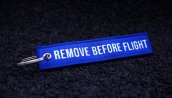 Blue Woven Remove Before Flight Keyring 4.72x0.98