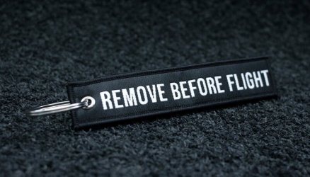 Black Woven Remove Before Flight Keyring 4.72x0.98