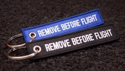 Woven Remove Before Flight Keyrings 2-Pack BLUE/BLACK 3.94x0.79