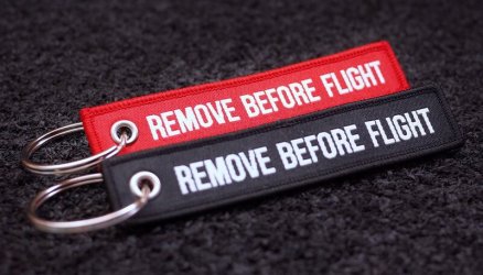 Woven Remove Before Flight Keyrings 2-Pack RED/BLACK 3.94x0.79