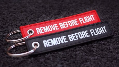 Woven Remove Before Flight Keyrings 2-Pack RED/BLACK 3.94x0.79