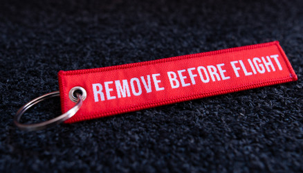 Red Woven Remove Before Flight Keyring 4.72x0.98