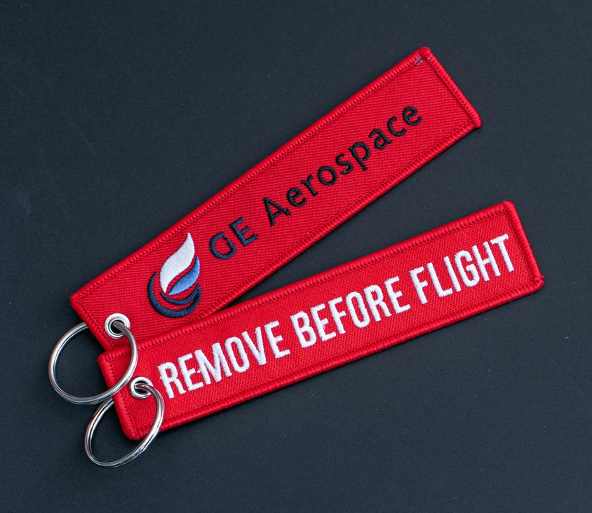 Porte-clés en tissu brodé Aviation personnalisable Flight