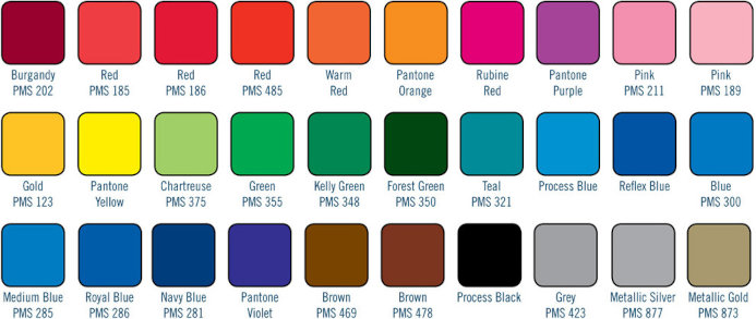 Charte de couleurs PMS