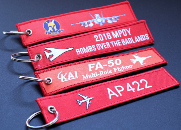 Embroidered Remove Before Flight keychains