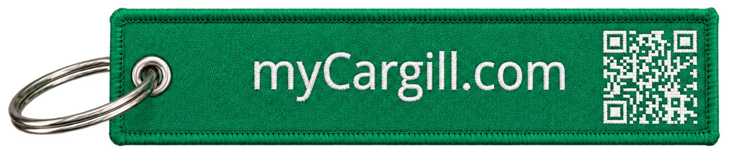 Green woven Remove QR keyring with QR code
